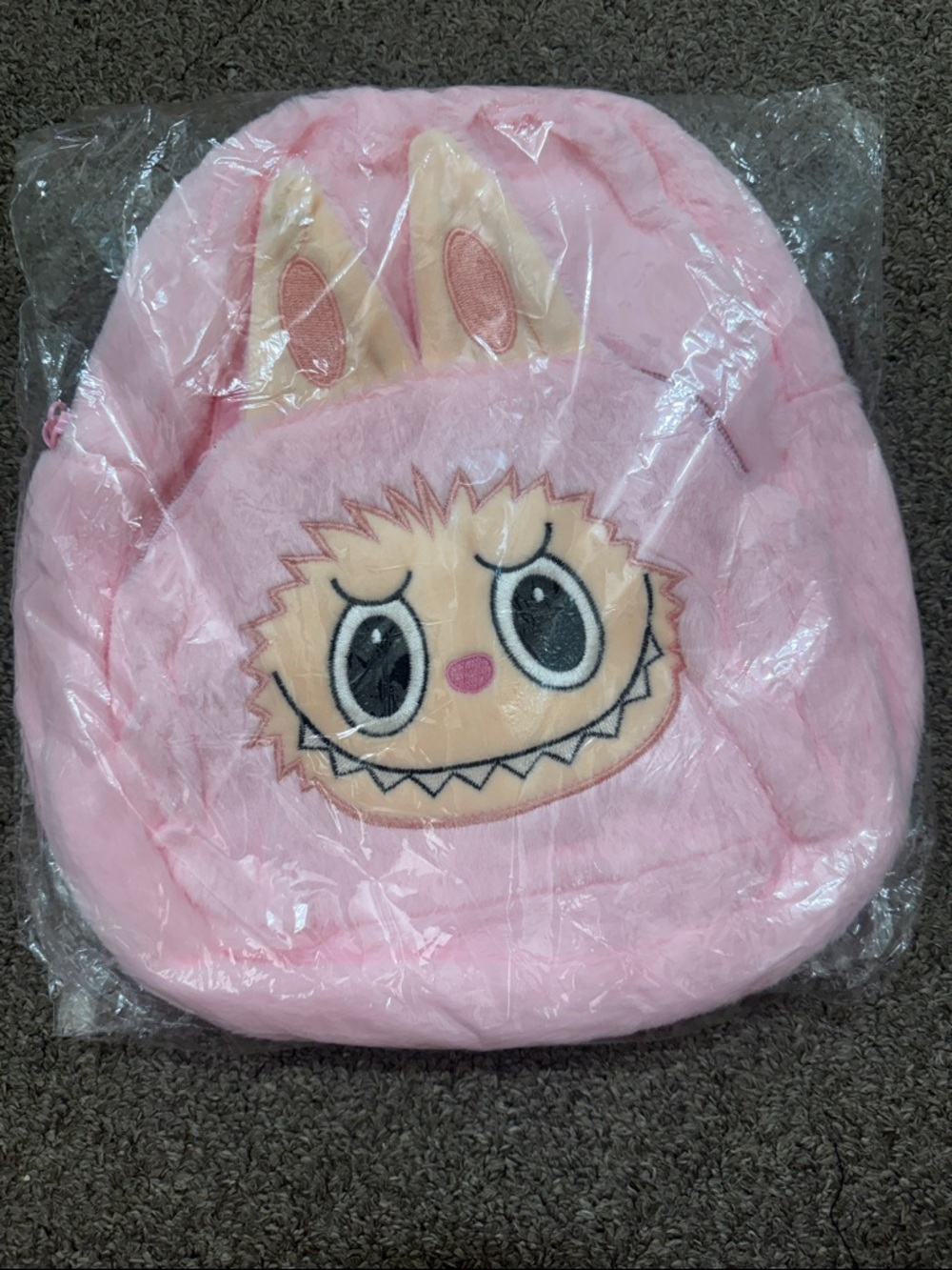 Labubu Pink Plush Backpack